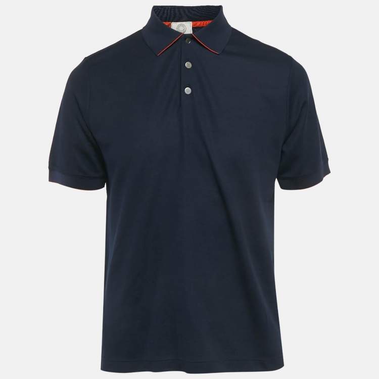 Pre Owned Hermes Navy Blue Double Jeu Technical Polo T-Shirt XL