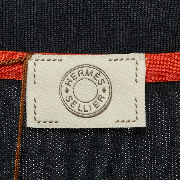 Pre Owned Hermes Navy Blue Double Jeu Technical Polo T-Shirt XL