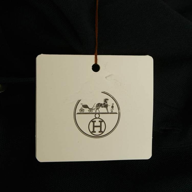 Pre Owned Hermes Navy Blue Double Jeu Technical Polo T-Shirt XL