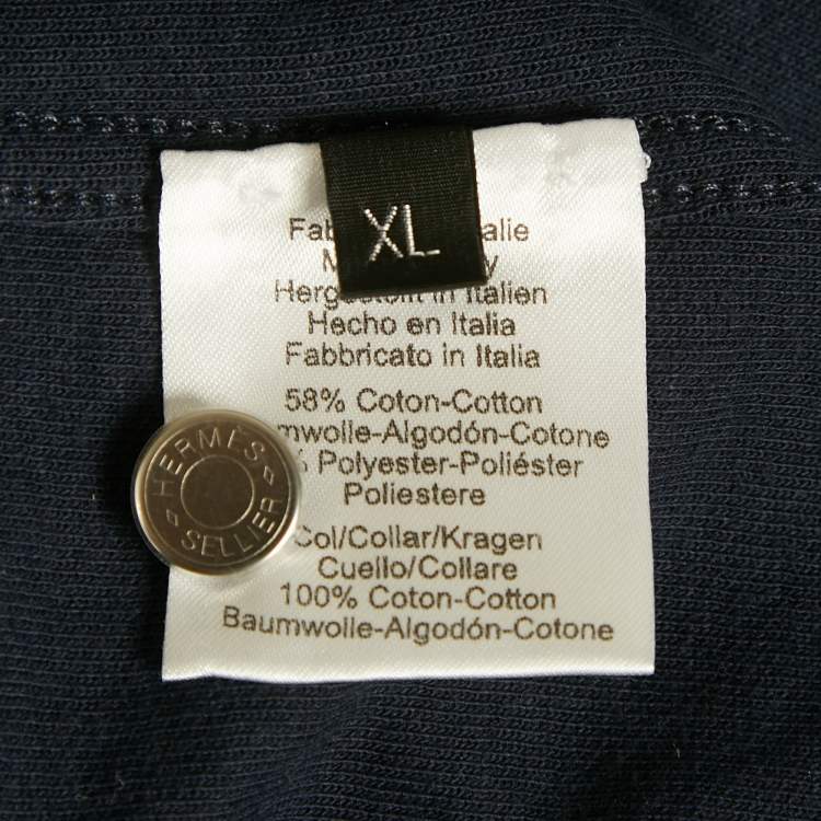Pre Owned Hermes Navy Blue Double Jeu Technical Polo T-Shirt XL