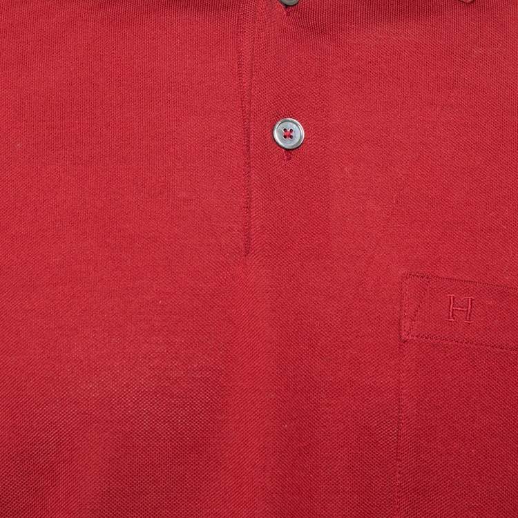 Pre Owned Hermes Maroon Cotton Pique Short Sleeve Polo T-Shirt M