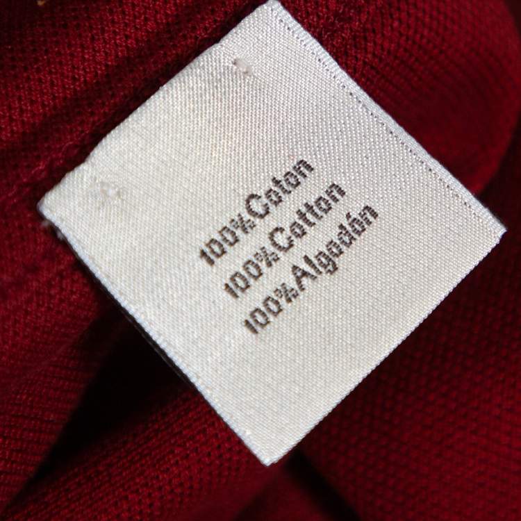 Pre Owned Hermes Maroon Cotton Pique Short Sleeve Polo T-Shirt M