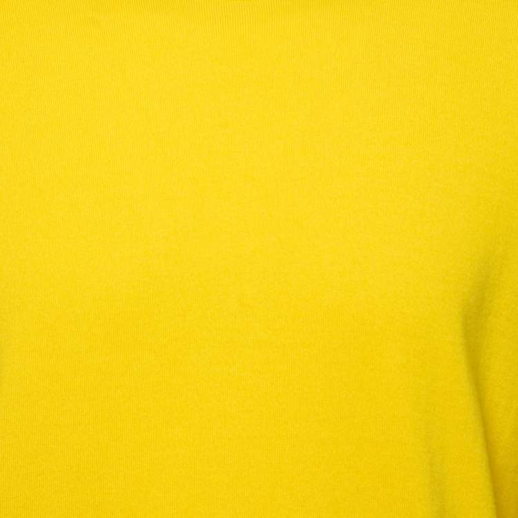 Pre Owned Hermès Yellow Knit Crew Neck Long Sleeve Sweater L