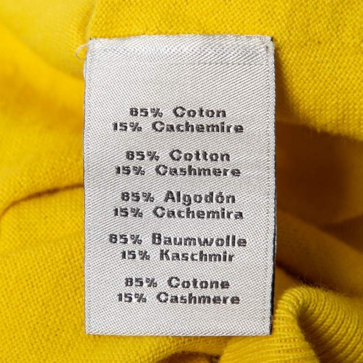 Pre Owned Hermès Yellow Knit Crew Neck Long Sleeve Sweater L