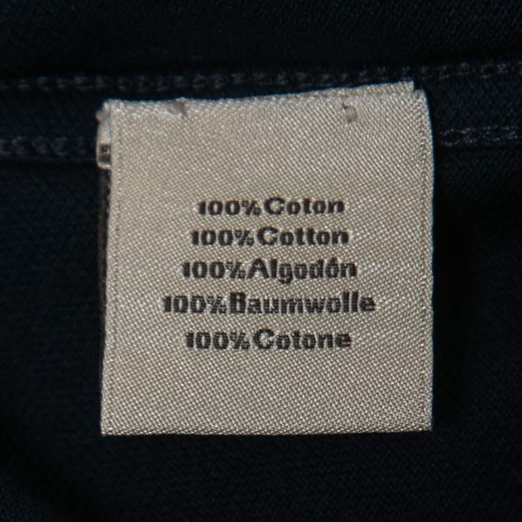 Pre Owned Hermes Navy Blue Cotton Pocket Detail V-Neck T-Shirt M