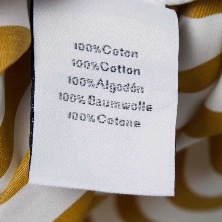 Pre Owned Hermes Yellow Striped Cotton Round Neck Shirt L