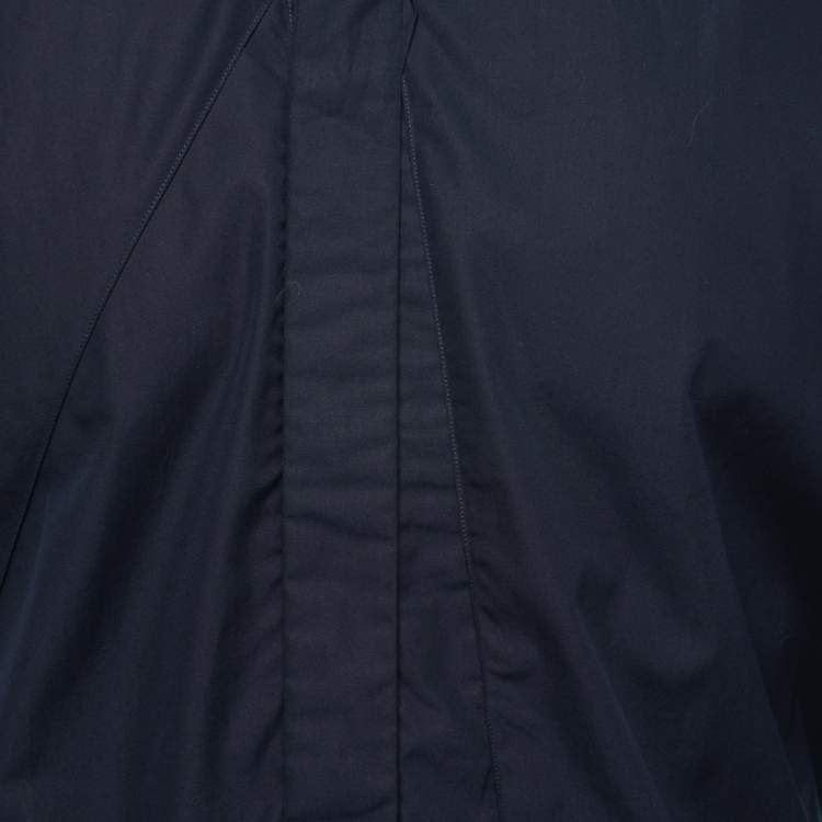 Pre Owned Hermes Navy Blue Poplin Origami Detail Button Front Shirt L