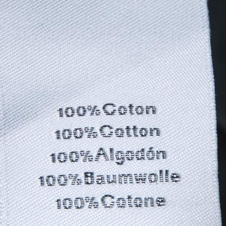Pre Owned Hermes Navy Blue Poplin Origami Detail Button Front Shirt L
