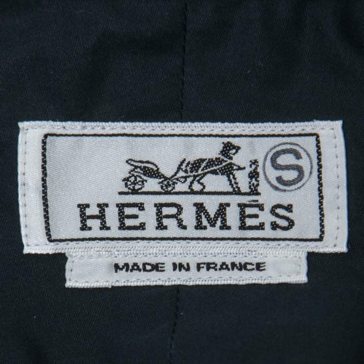 Pre Owned Hermes Navy Blue Poplin Origami Detail Button Front Shirt L
