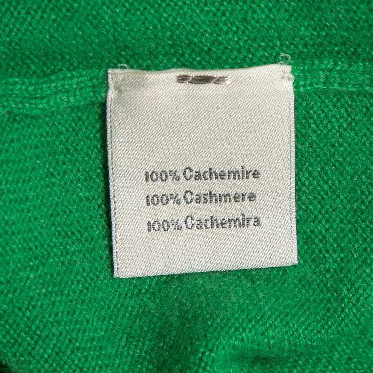 Pre Owned Hermes Green Cashmere V-Neck Sweater S