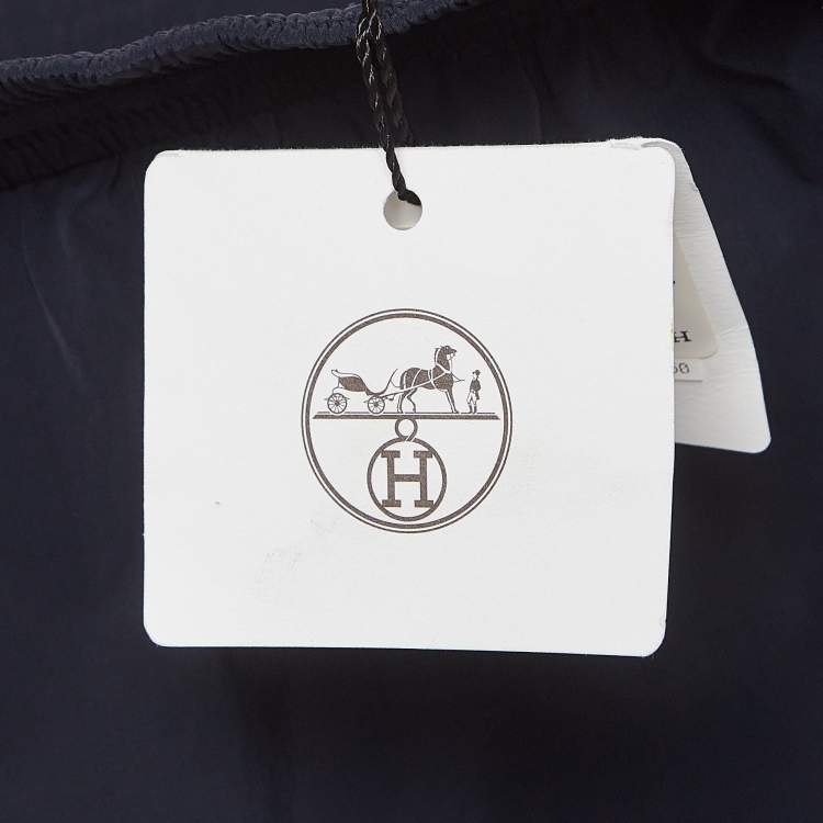 Pre Owned Hermes Navy Blue Synthetic Contrast Trim Short S