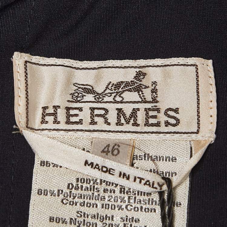 Pre Owned Hermes Navy Blue Synthetic Contrast Trim Short S