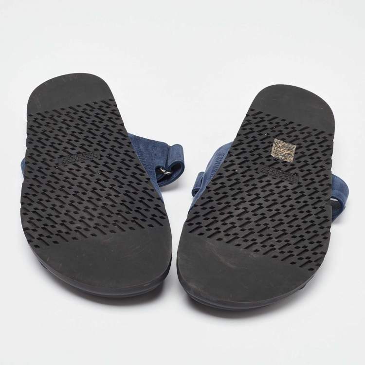 Pre Owned Hermes Navy Blue Nubuck Leather Chypre Sandals Size 42