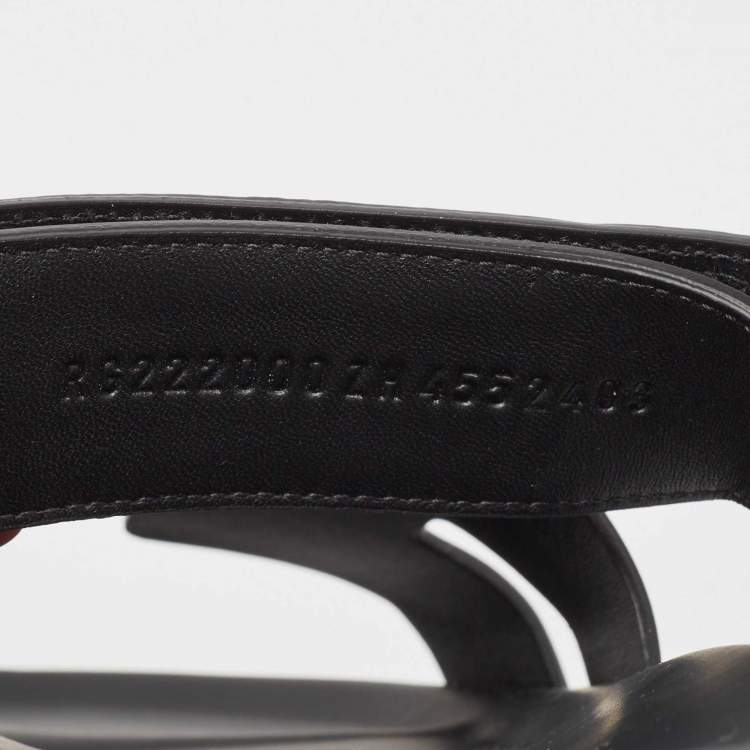Pre Owned Hermes Black Leather Chypre Sandals Size 45.5