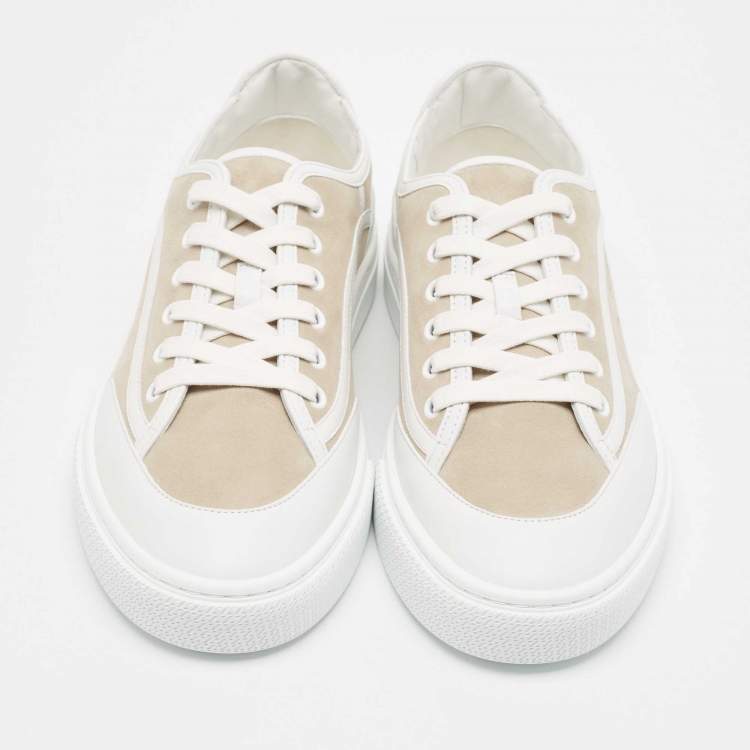 Pre Owned Hermès Beige/White Suede and Leather Get Sneakers Size 40.5