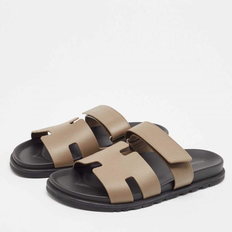Pre Owned Hermes Brown Leather Chypre Sandals Size 43.5