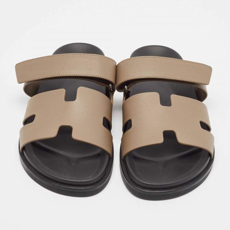 Pre Owned Hermes Brown Leather Chypre Sandals Size 43.5