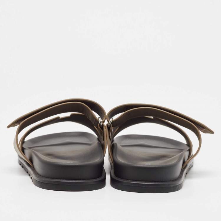 Pre Owned Hermes Brown Leather Chypre Sandals Size 43.5