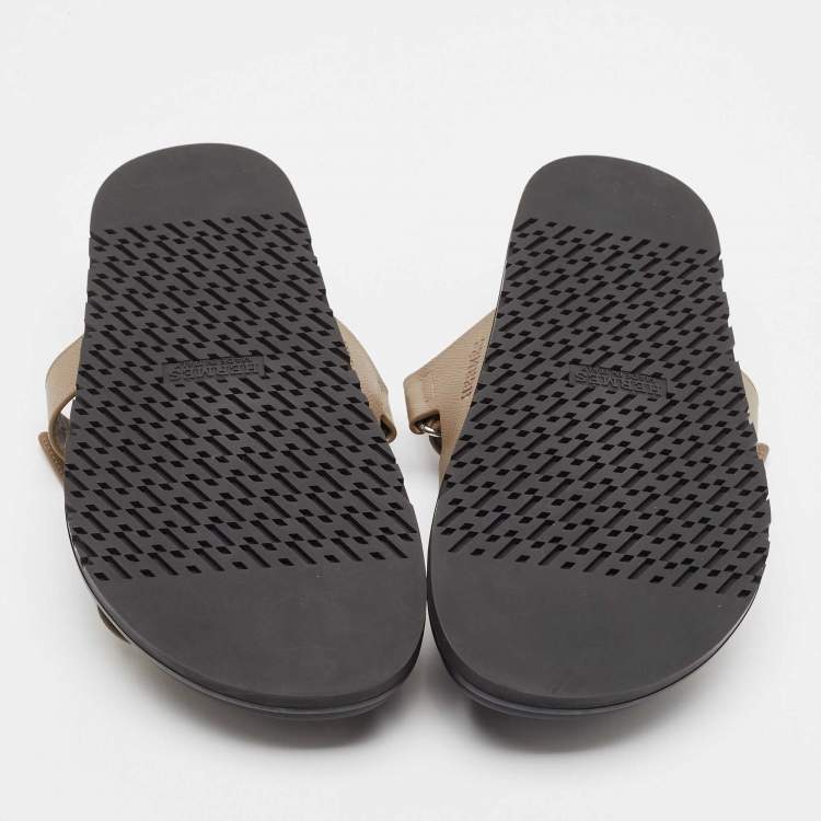 Pre Owned Hermes Brown Leather Chypre Sandals Size 43.5