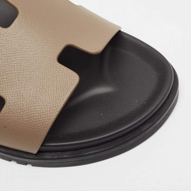 Pre Owned Hermes Brown Leather Chypre Sandals Size 43.5