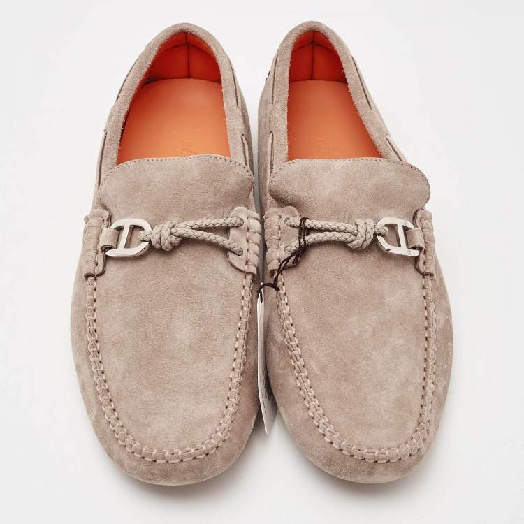 Pre Owned Hermes Brown Suede Alessandro Loafers Size 43.5