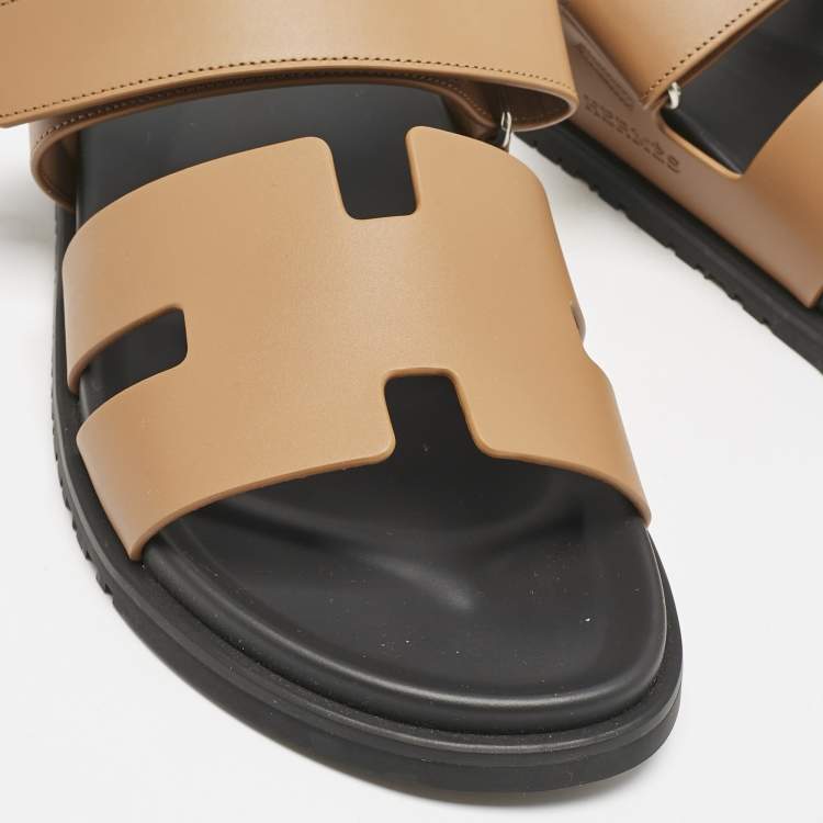 Pre Owned Hermes Brown Leather Chypre Sandals Size 47