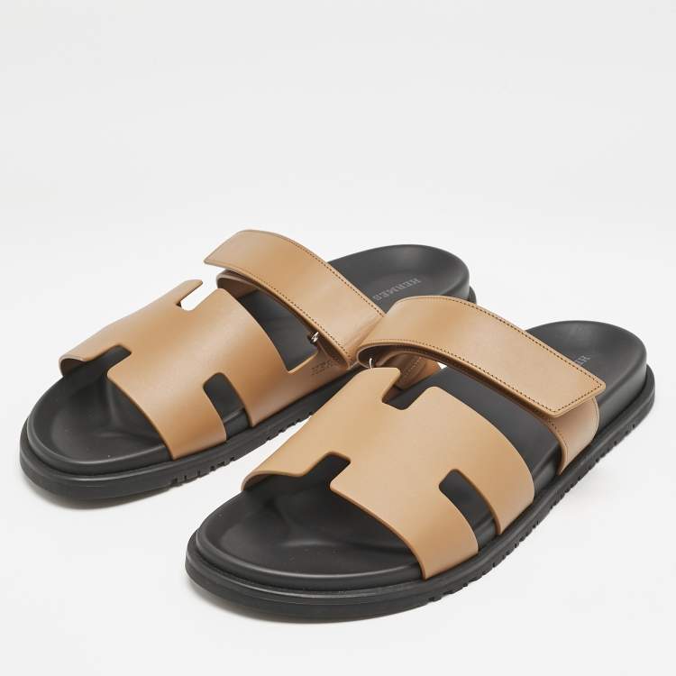 Pre Owned Hermes Brown Leather Chypre Sandals Size 47