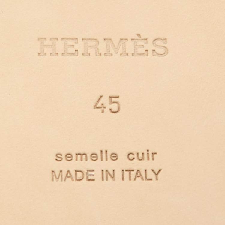 Pre Owned Hermès Orange Leather Izmir Flat Slides Size 45