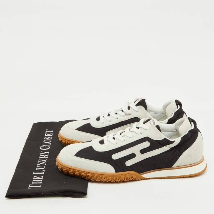Pre Owned Hermès Black/White Fabric and Suede Jet Sneakers Size 42