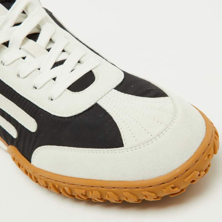 Pre Owned Hermès Black/White Fabric and Suede Jet Sneakers Size 42