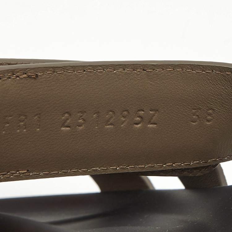 Pre Owned Hermes Etoupe Leather Chypre Sandals Size 38
