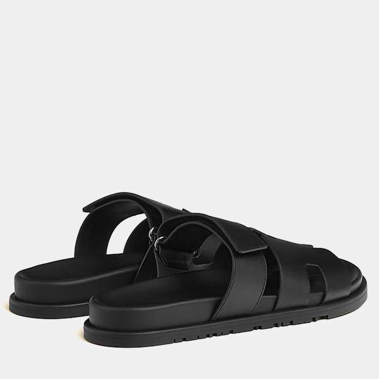 Pre Owned Hermes Chypre Sandal Size 41 Noir Calfskin 