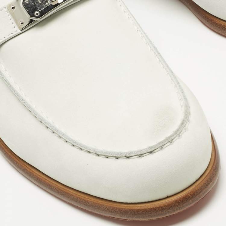 Pre Owned Hermes White Nubuck Leather Destin Loafers Size 42.5