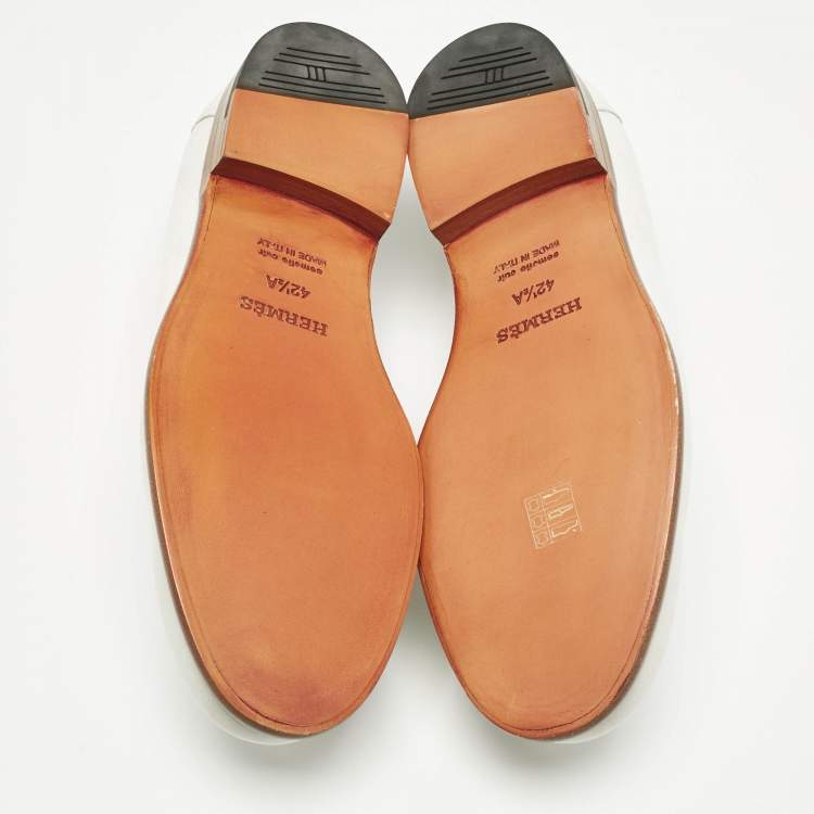Pre Owned Hermes White Nubuck Leather Destin Loafers Size 42.5