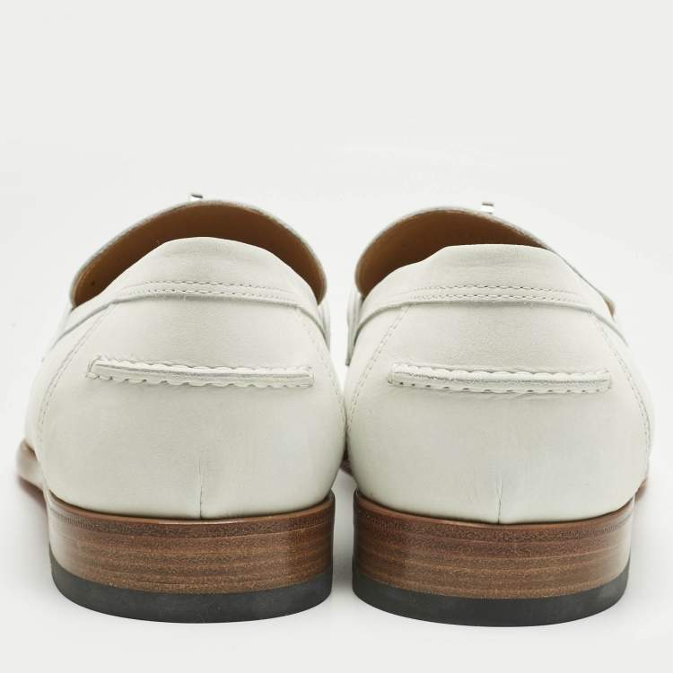 Pre Owned Hermes White Nubuck Leather Destin Loafers Size 42.5