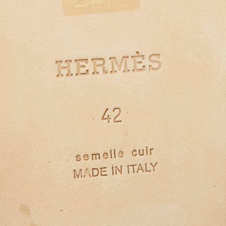 مملوكة مسبقًا صندل سلايد هيرمس إزمير جلد بني داكن مقاس 43