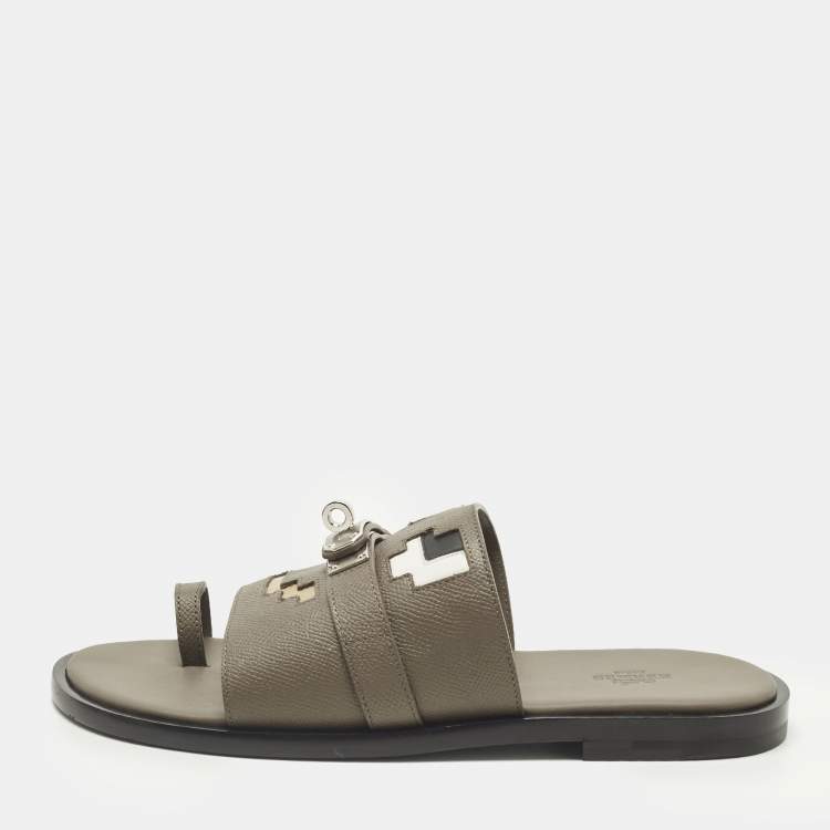 مملوكة مسبقًا Hermes Joker Size 42 Brown Leather Slide Sandals