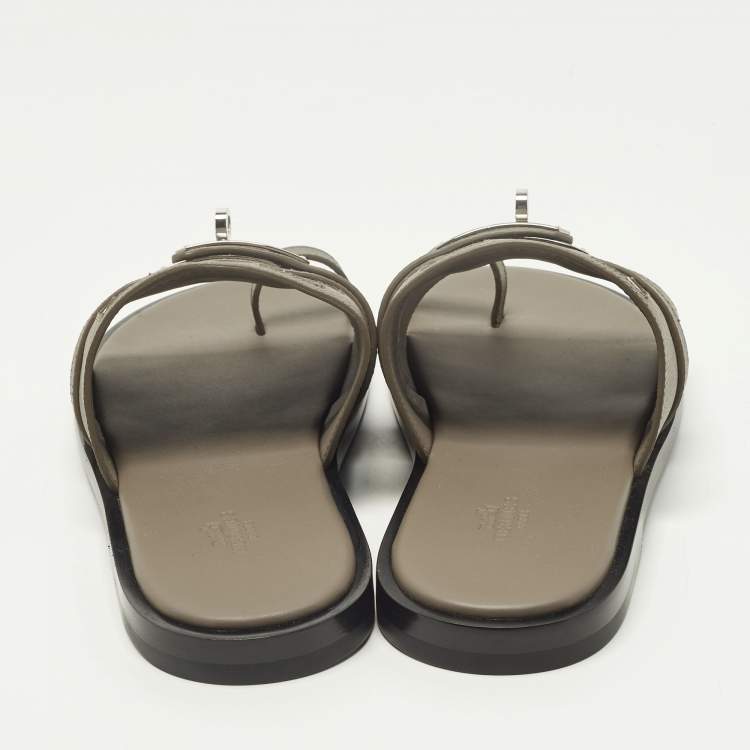 مملوكة مسبقًا Hermes Joker Size 42 Brown Leather Slide Sandals