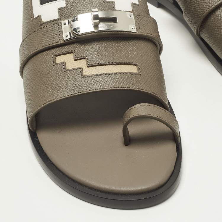 مملوكة مسبقًا Hermes Joker Size 42 Brown Leather Slide Sandals