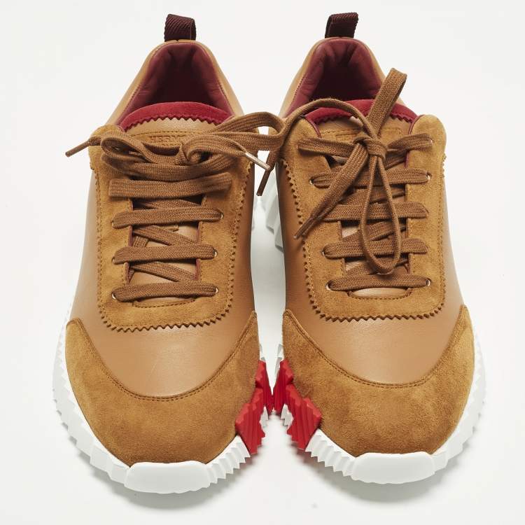 مملوكة مسبقًا Hermes Bouncing Size 42 Brown Leather and Suede Low Top Sneakers