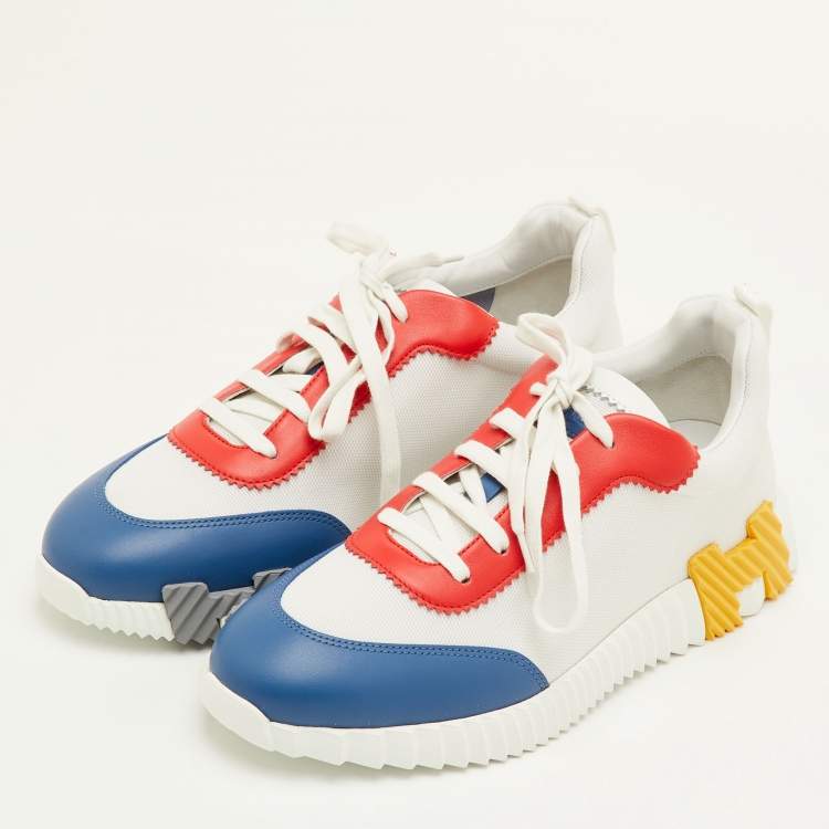 Pre Owned Hermes Bouncing Size 42 Multicolor Canvas and Leather Sneakers