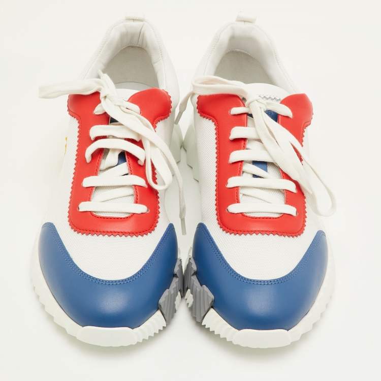 Pre Owned Hermes Bouncing Size 42 Multicolor Canvas and Leather Sneakers