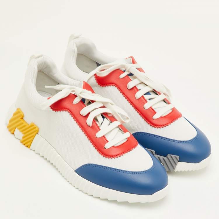 Pre Owned Hermes Bouncing Size 42 Multicolor Canvas and Leather Sneakers