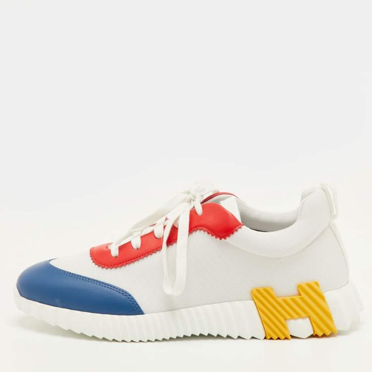 Pre Owned Hermes Bouncing Size 42 Multicolor Canvas and Leather Sneakers
