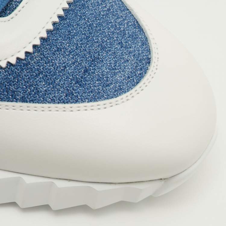 مملوكة مسبقًا Hermes Bouncing Size 42 Blue/White Denim and Leather Sneakers