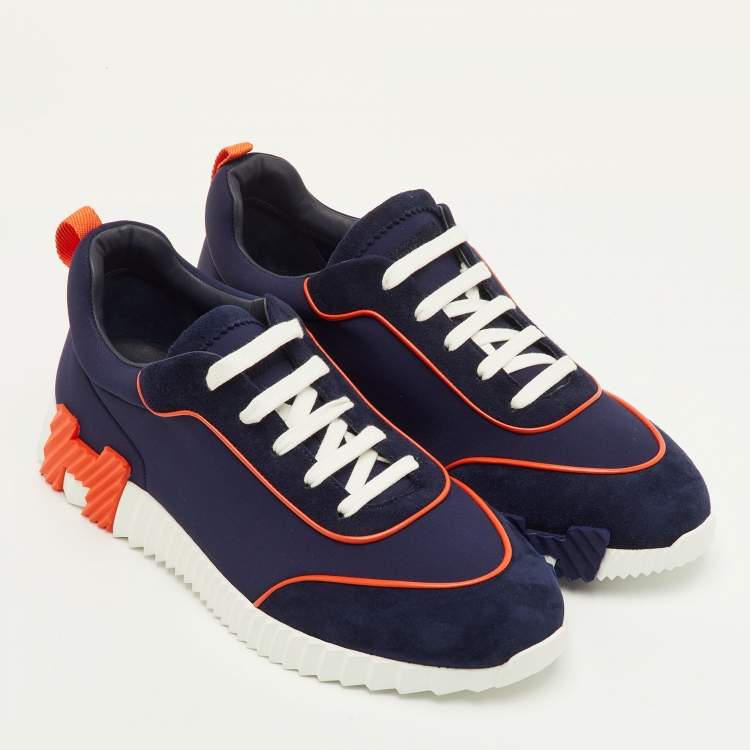 Pre Owned Hermès Bouncing Size 42 Multicolor Neoprene and Suede Low Top Sneakers