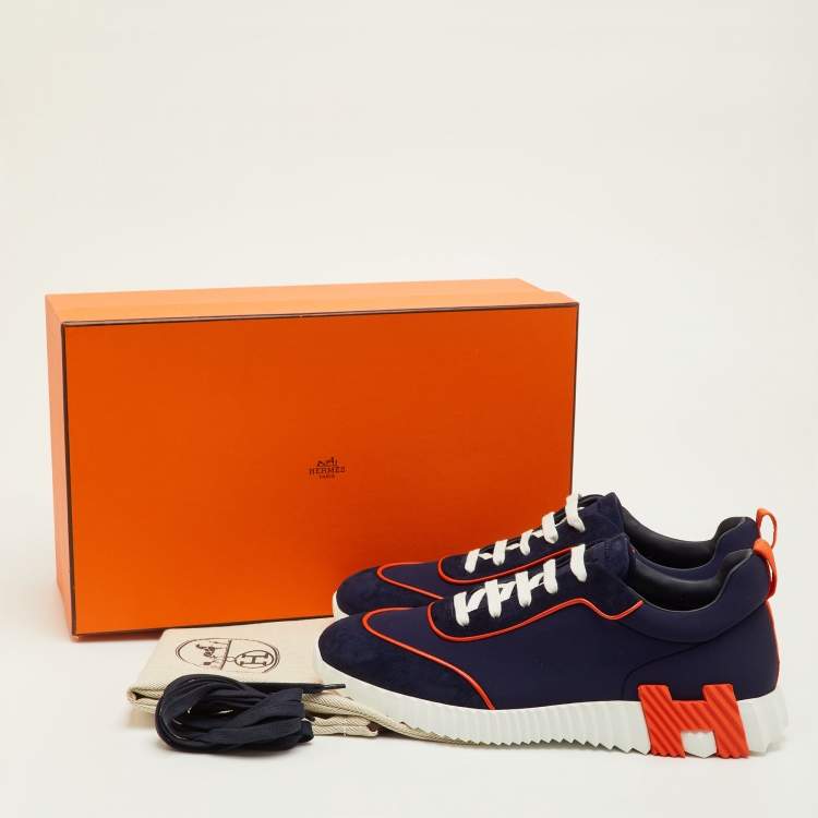 Pre Owned Hermès Bouncing Size 42 Multicolor Neoprene and Suede Low Top Sneakers