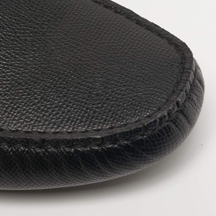 Pre Owned Hermès Size 40 Black Leather Logo Slip On Loafers