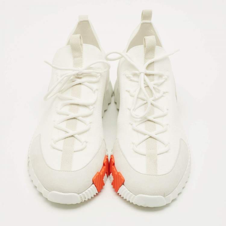 مملوكة مسبقًا Hermes Lift Size 45 White Fabric and Suede Slip On Sneakers