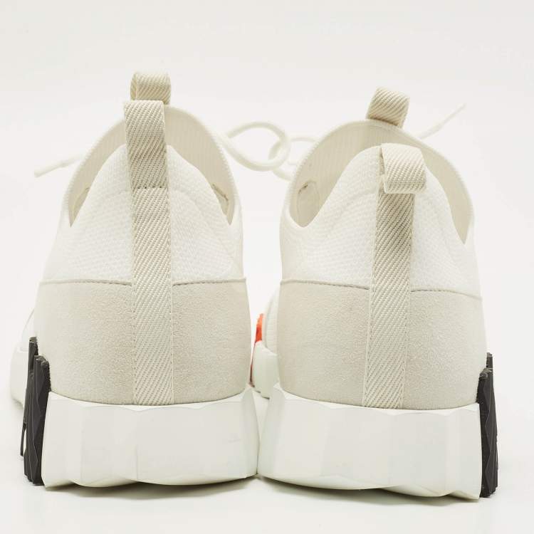 مملوكة مسبقًا Hermes Lift Size 45 White Fabric and Suede Slip On Sneakers